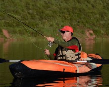 Fishing from inflatable kayak