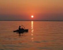 Kayak angler at sunrise