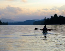 Kayaking on lake