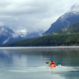 Kayaker on Bowman Lake